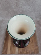 Grand vase ancien Fives-lille – signé Gustave De Bruyne 💐 Émail flammé vert & lie-de-vin