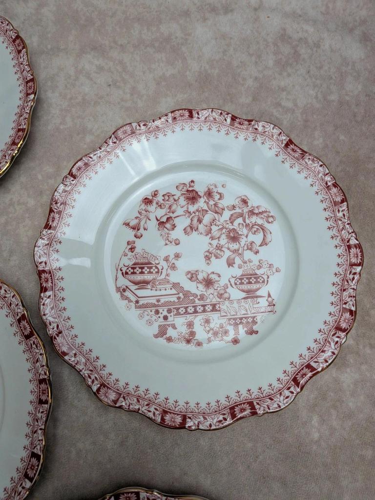 Lot de 6 assiettes Seltmann Weiden Bavaria Theresia rouge