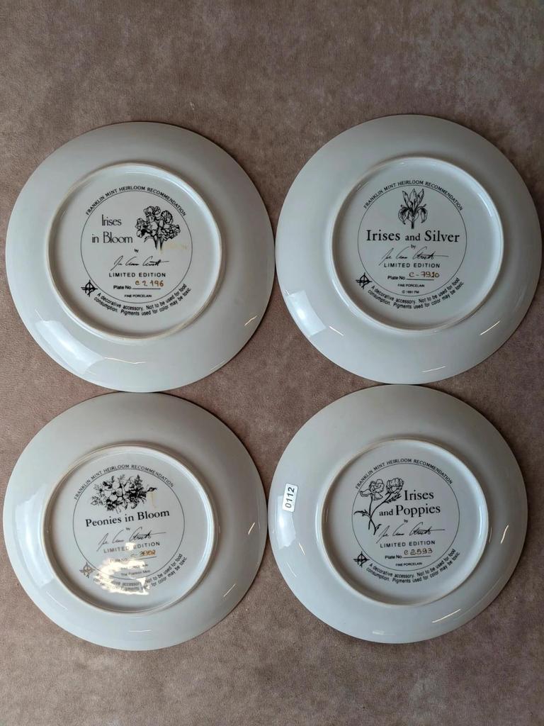 Lot 4 assiettes de collection Franklin Mint – Joe Anna Arnett – Fleurs – Édition limitée