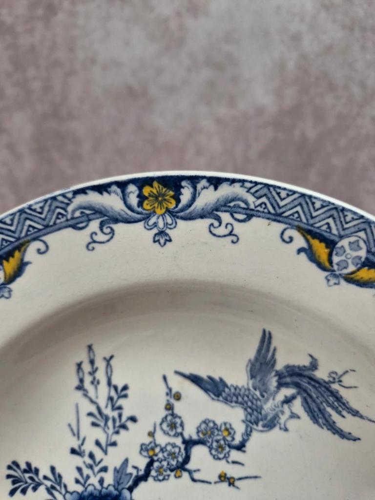 Assiette creuse Terre de Fer Creil Montereau Kyoto, polychrome