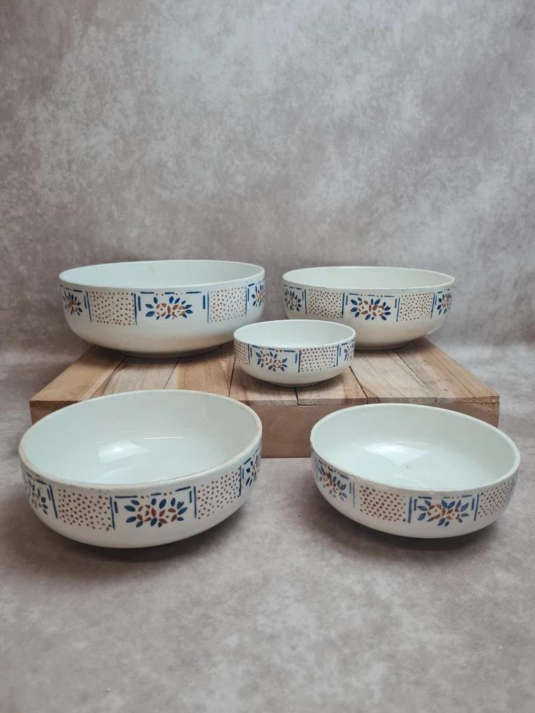 Lot de 5 saladiers gigognes terre de fer Gien Barbizon