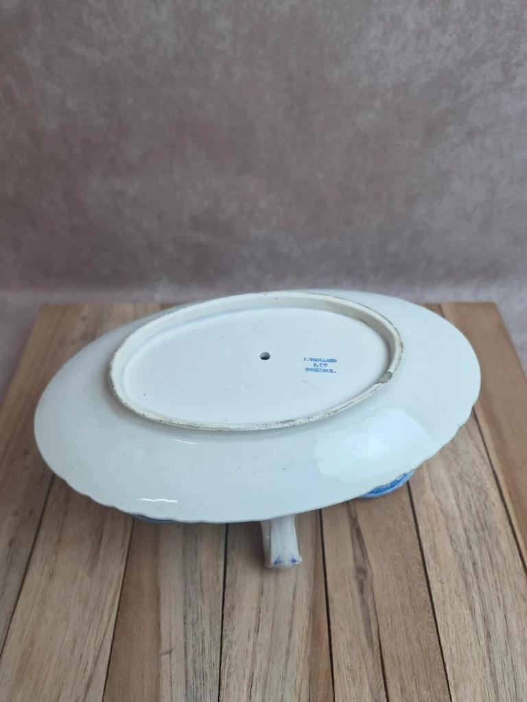 Saucière ancienne Jules Vieillard & Cie Bordeaux – Modèle Guirlande - Faïence fine Xixe