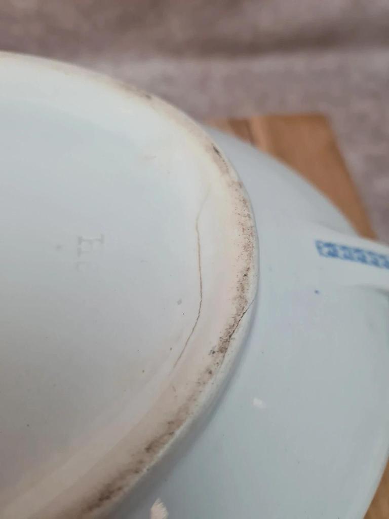 Légumière ancienne en bn terre de fer Sarreguemines “nancy” complète – plat + couvercle 💙