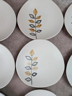 Lot de 11 assiettes à dessert vintage Niderviller – années 70 – style Capron Vallauris