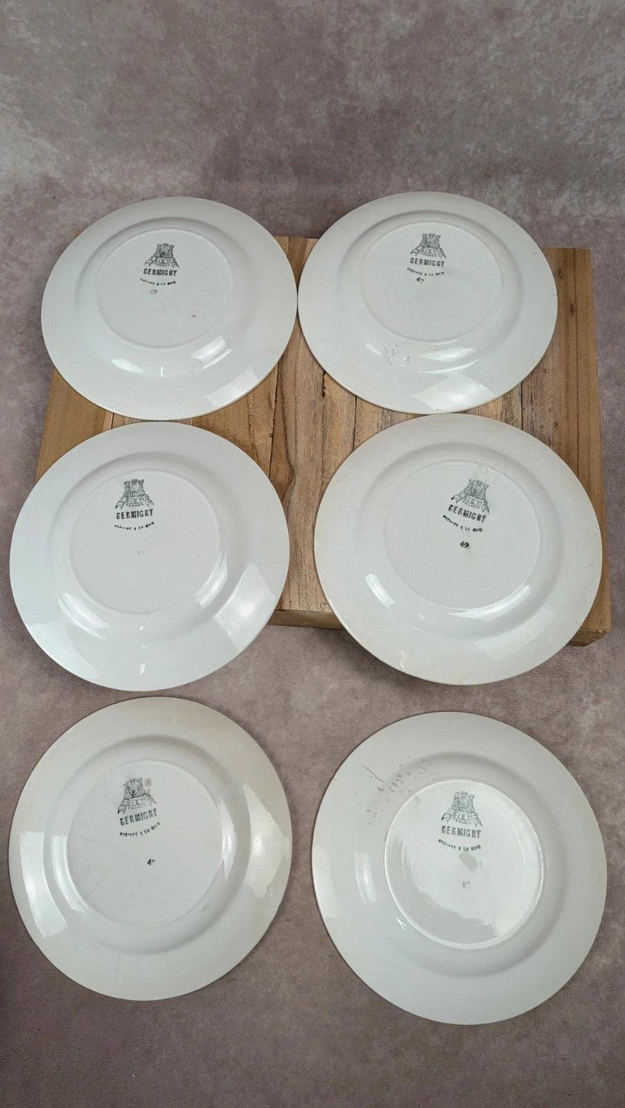 Lot de 6 assiettes + plat Gien modèle Germigny