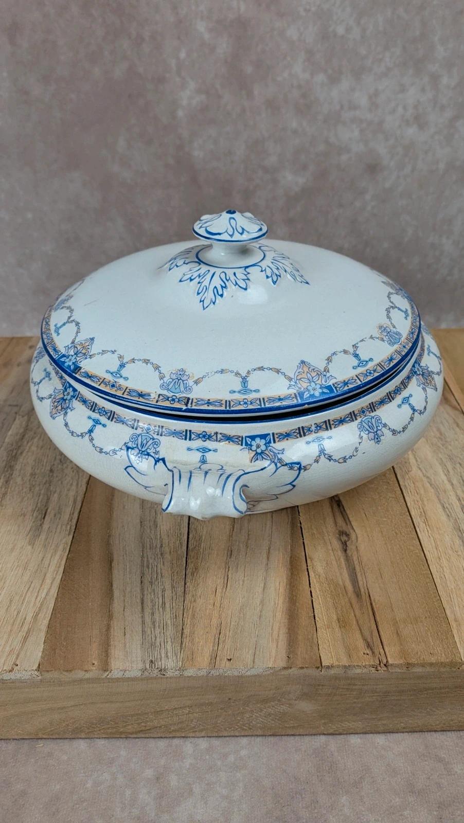 Soupière vintage Palissy England bleu & blanc