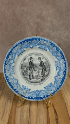 Assiette parlante Longwy – Les plaisirs de la chasse – décor bleu