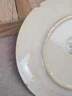 Lot de 3 assiettes plates anciennes en terre de fer des Établissements Debray, service Clichy