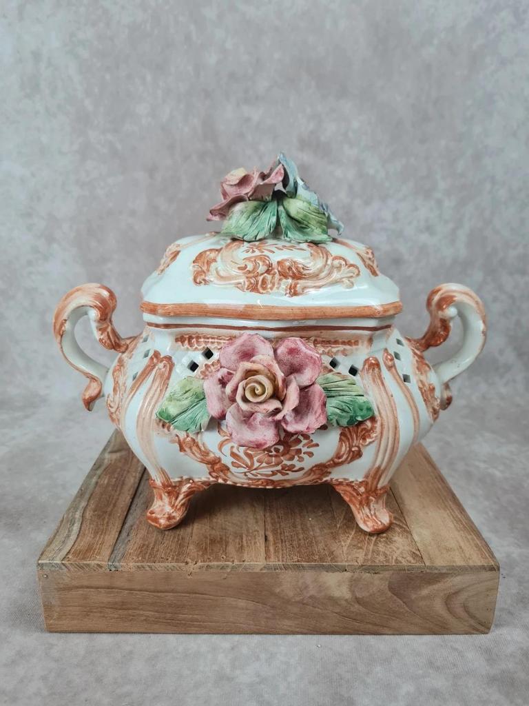 🏺 Soupière ancienne en faïence italienne – attribuée à Nove 🇮🇹
