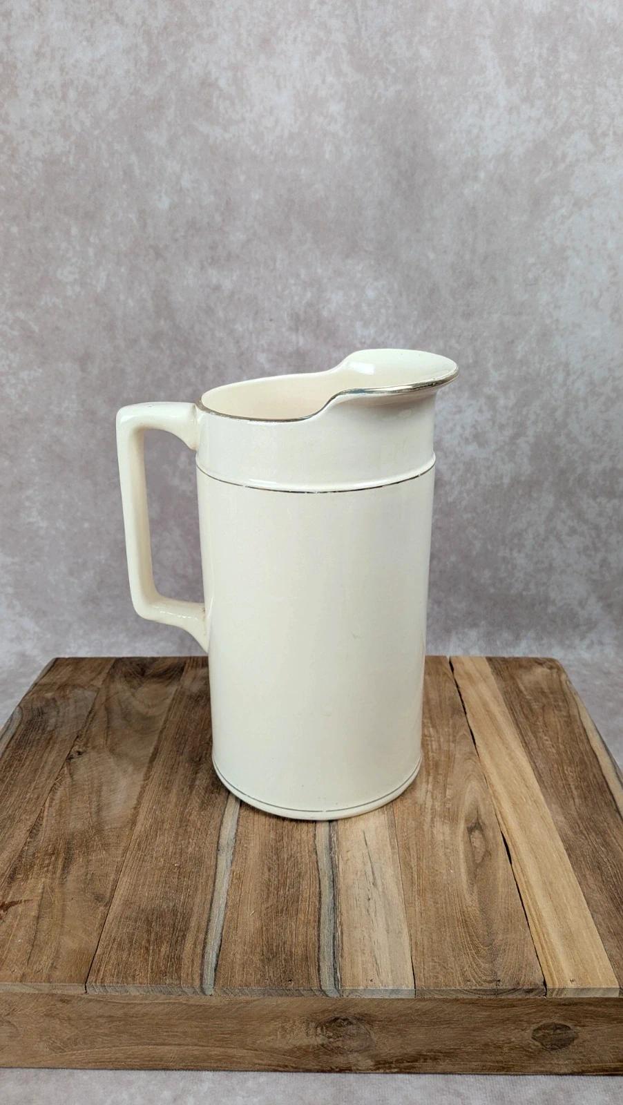 Grande cruche ancienne Sarreguemines à liserés dorés