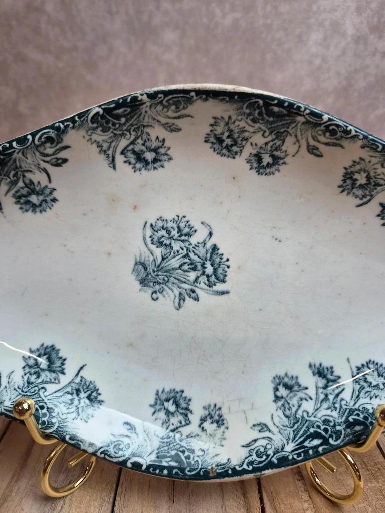 Ravier terre de fer Sté Amandinoise – modèle Oeillets – décor bleu ancien