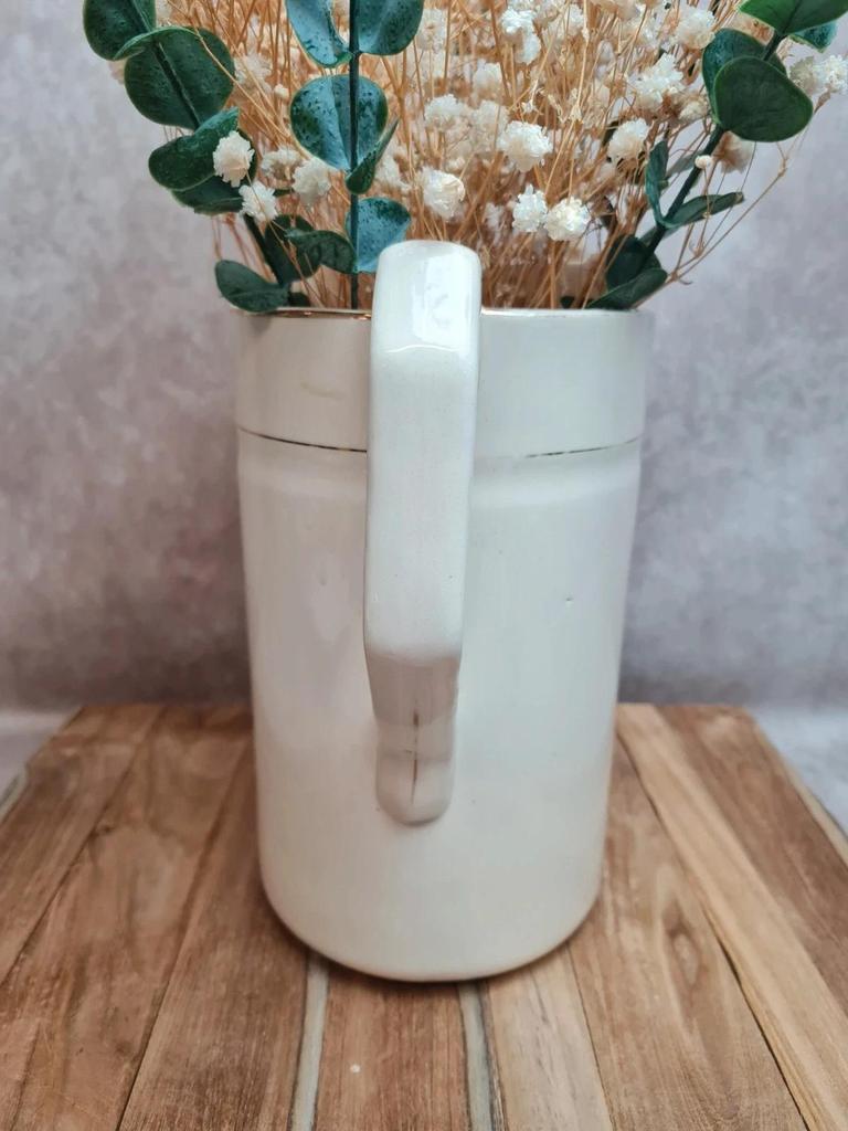 Cruche ancienne Terre de Fer Longchamp Primax – pichet vintage blanc décoratif 🤍