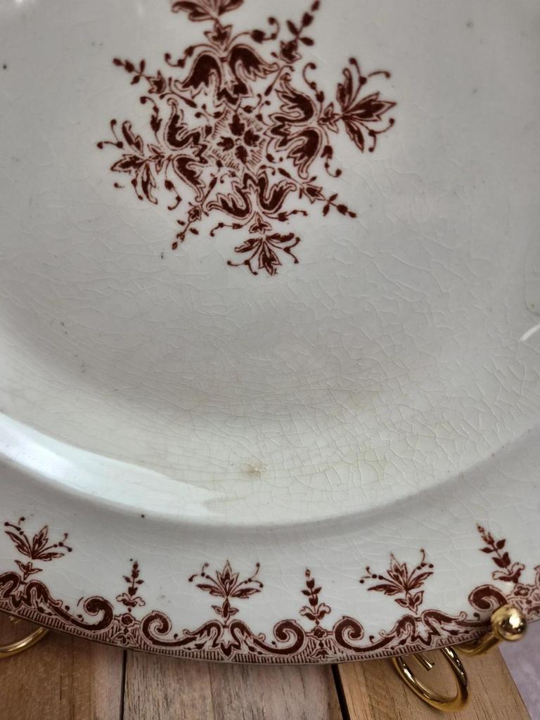 Lot de 5 assiettes creuses Terre de Fer Clairefontaine Rouen sépia Xixe