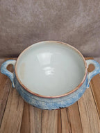 Soupière ancienne Gien décor chardons bleu moucheté terre de fer 🍲🌿