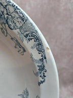 Grand plat creux Terre de Fer Clairefontaine Cyclamens 29 cm ancien