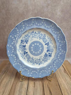 Assiette anglaise ancienne Lace Border bleu – attribuée Job Meigh Old Hall Xixe