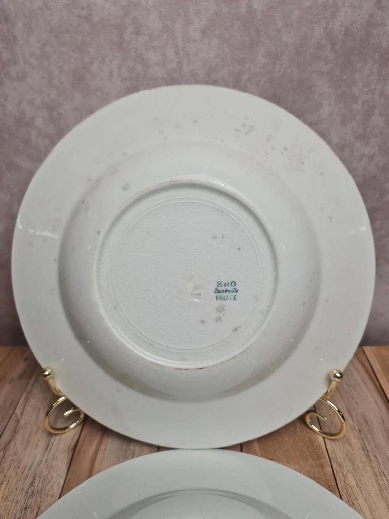 Lot de 2 assiettes creuses Kg Lunéville modèle Moselle 🌿🍂 terre de fer