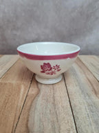 Petit bol ancien de dinette en faïence 🌸 décor floral rose – charme rétro