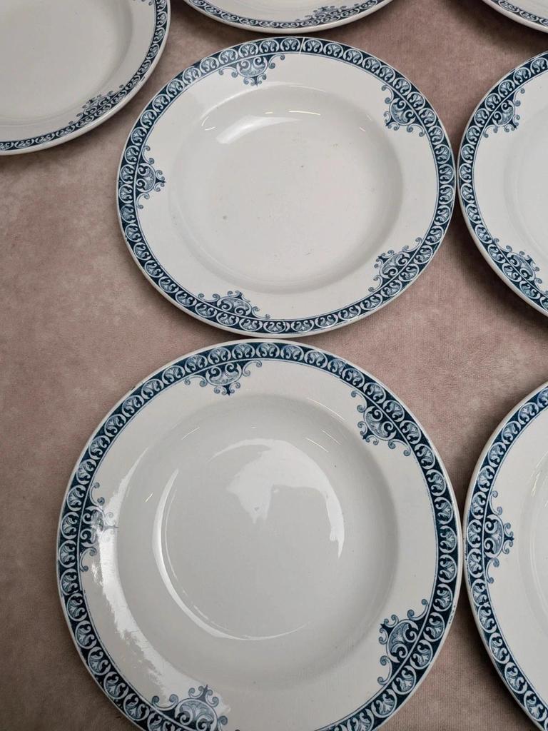 Lot de 9 assiettes creuses Terre de Fer St Amand modèle Andrinople
