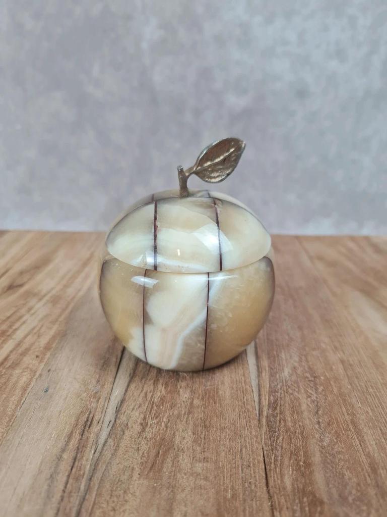 Petite boîte décorative en pierre – forme pomme vintage