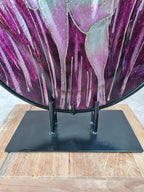 Vase décoratif en verre peint Acapulco 🌸 art verrier sur socle métal