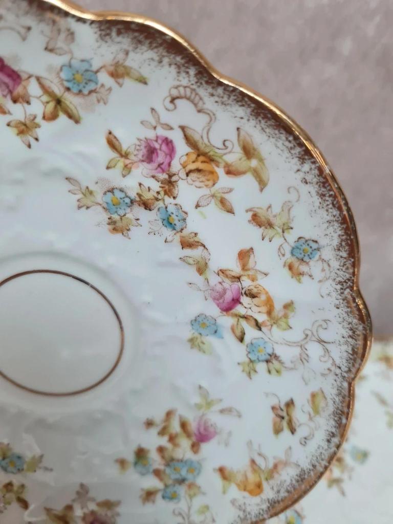 Lot de 7 coupelles anciennes porcelaine anglaise décor floral doré 🌸