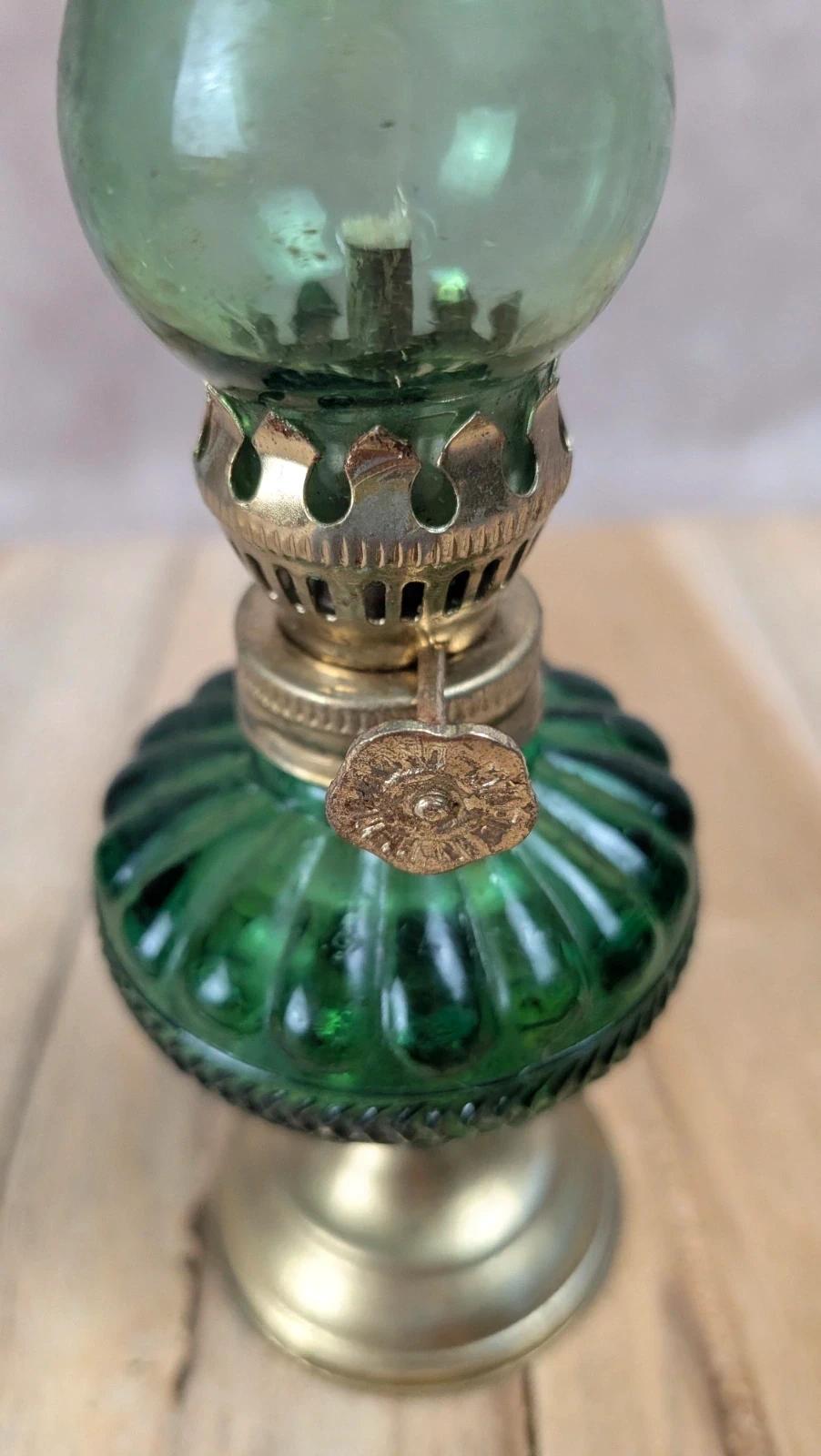 Lot de 2 lampes à huile vintage vertes