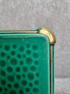 Ensemble Poët-laval dessous de plat et 2 dessous de bouteille céramique verte vintage
