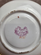 Sous-tasse ancienne Minton English Porcelain – décor oiseaux & fleurs roses – anglaise