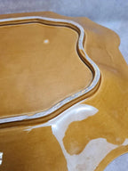 Grand plateau plat Gien France jaune moutarde vintage 🧡