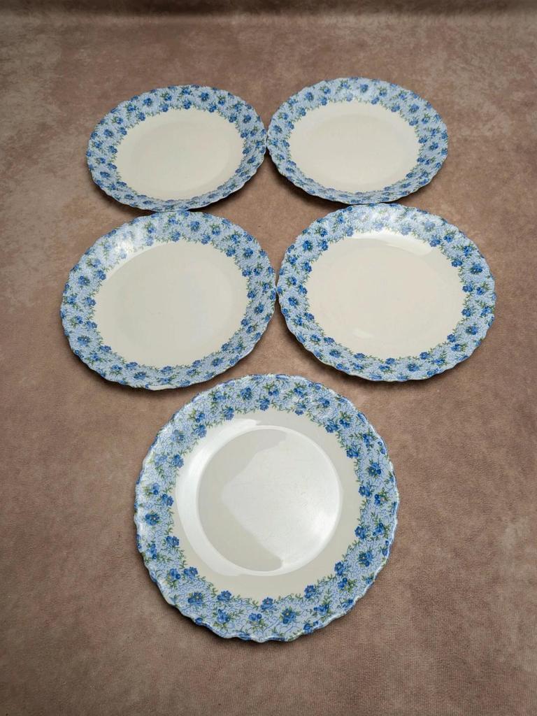 Lot de 5 assiettes à dessert Luminarc – décor floral bleu
