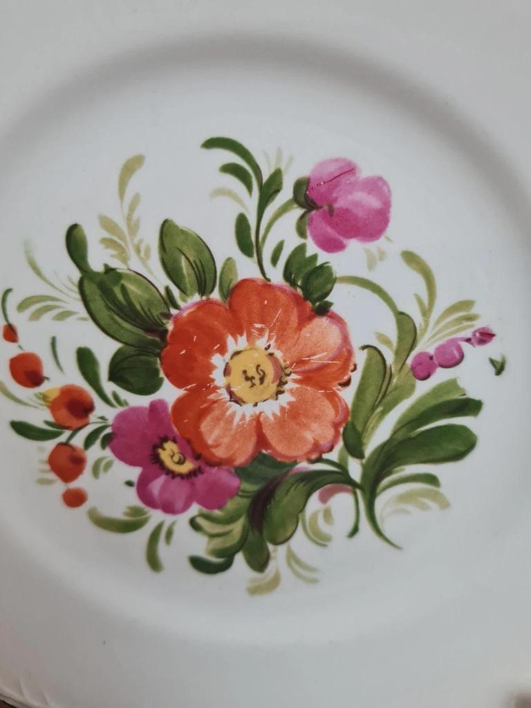 Lot de 5 assiettes à dessert vintage Pagnossin – décor floral 🌸 liseré vert