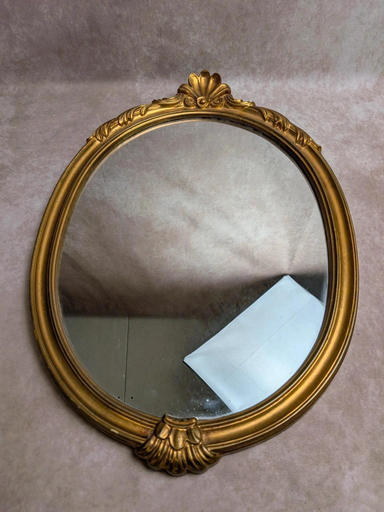 Miroir ovale style Louis Xv doré vintage 60 cm