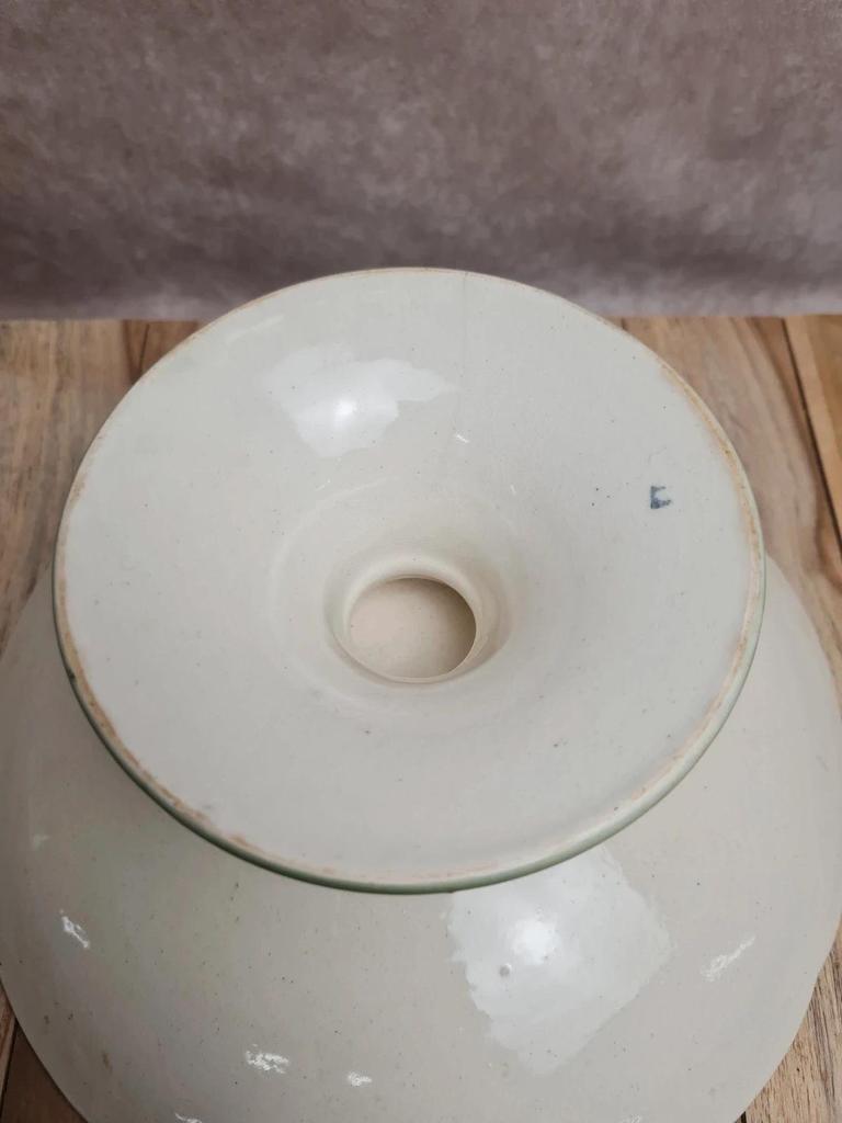Compotier ancien sur pied Lunéville St Clément décor trèfles vert 🌿