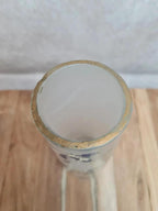 Vase ancien en verre givré décor iris peint main en relief signé Hr 🌿