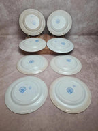 Assiettes terre de fer anglaises 1872 💙 Émile Bourgeois Grand Dépôt Paris – décor bleu rare – lot 8