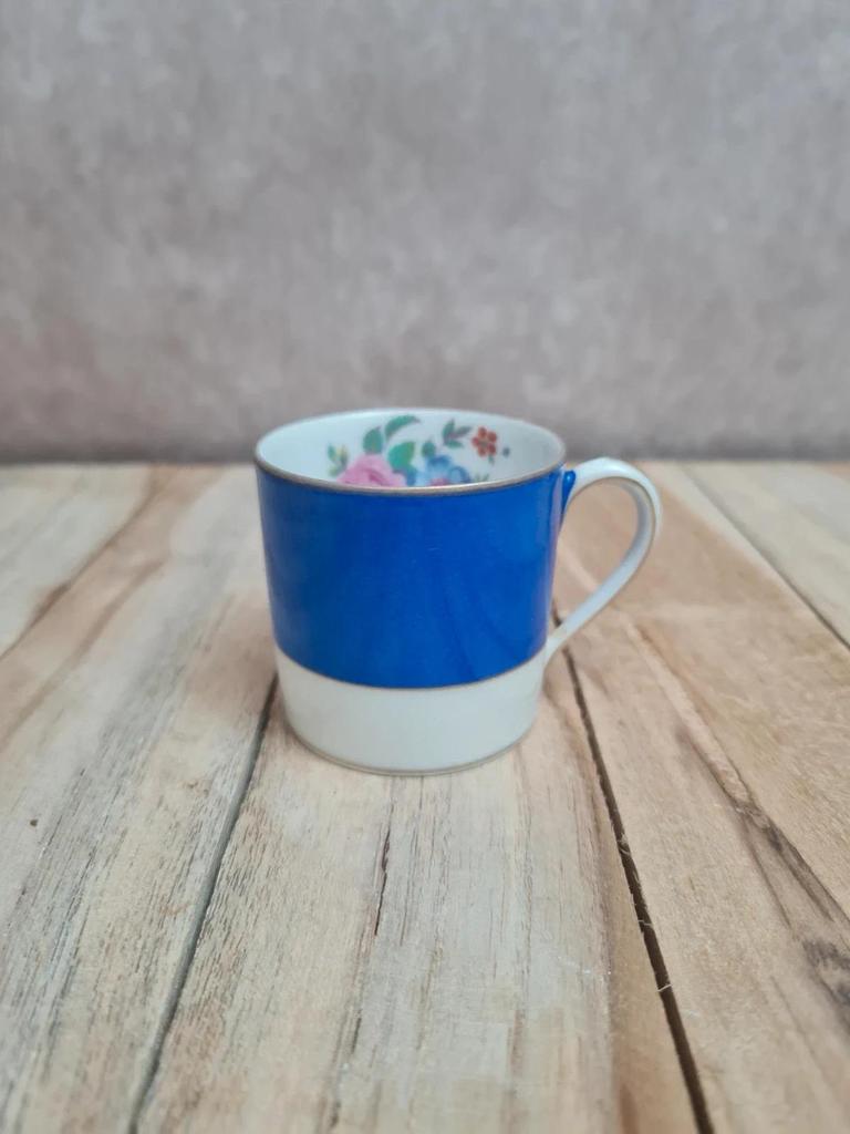 Tasse à moka vintage Robert Haviland & Le Tanneur Limoges bleu cobalt décor floral
