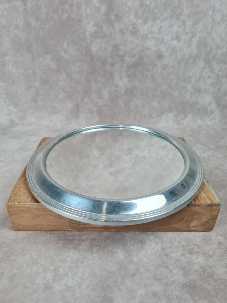 Miroir rond vintage métal & bois – à poser ou à suspendre