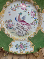 Plat à gâteau Mintons Green Cockatrice 4863 – Porcelaine anglaise ancienne