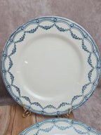 Lot de 6 assiettes plates anciennes Salins “petit Trianon” terre de fer bleu 💙