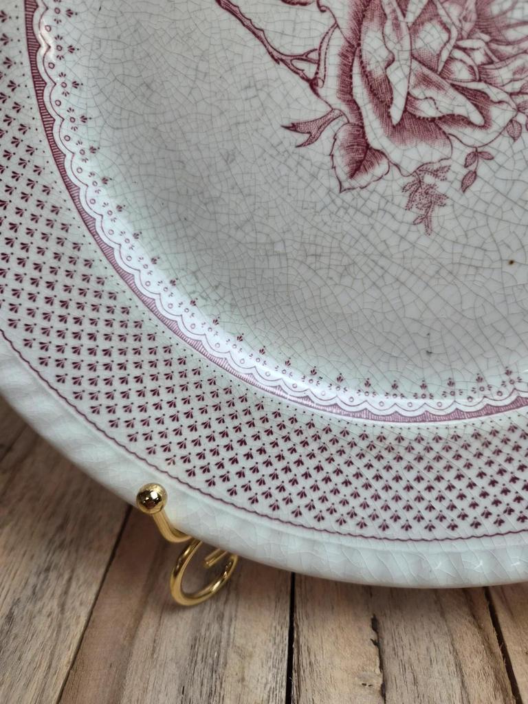 Grande assiette Lunéville English Style – Décor rose bordeaux – Esprit cottage anglais