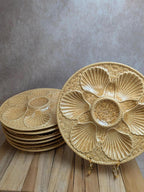 Lot de 7 assiettes à huîtres Longchamp barbotine coquillages vintage