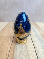 Œuf décoratif Franklin Mint dame victorienne bleu cobalt doré