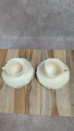 Lot de 2 tasses et 2 soucoupes anciennes Sarreguemines