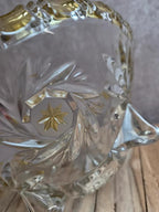 Grande coupe tripode Walther Glas Komet – Verre cristallin jaune ambré vintage
