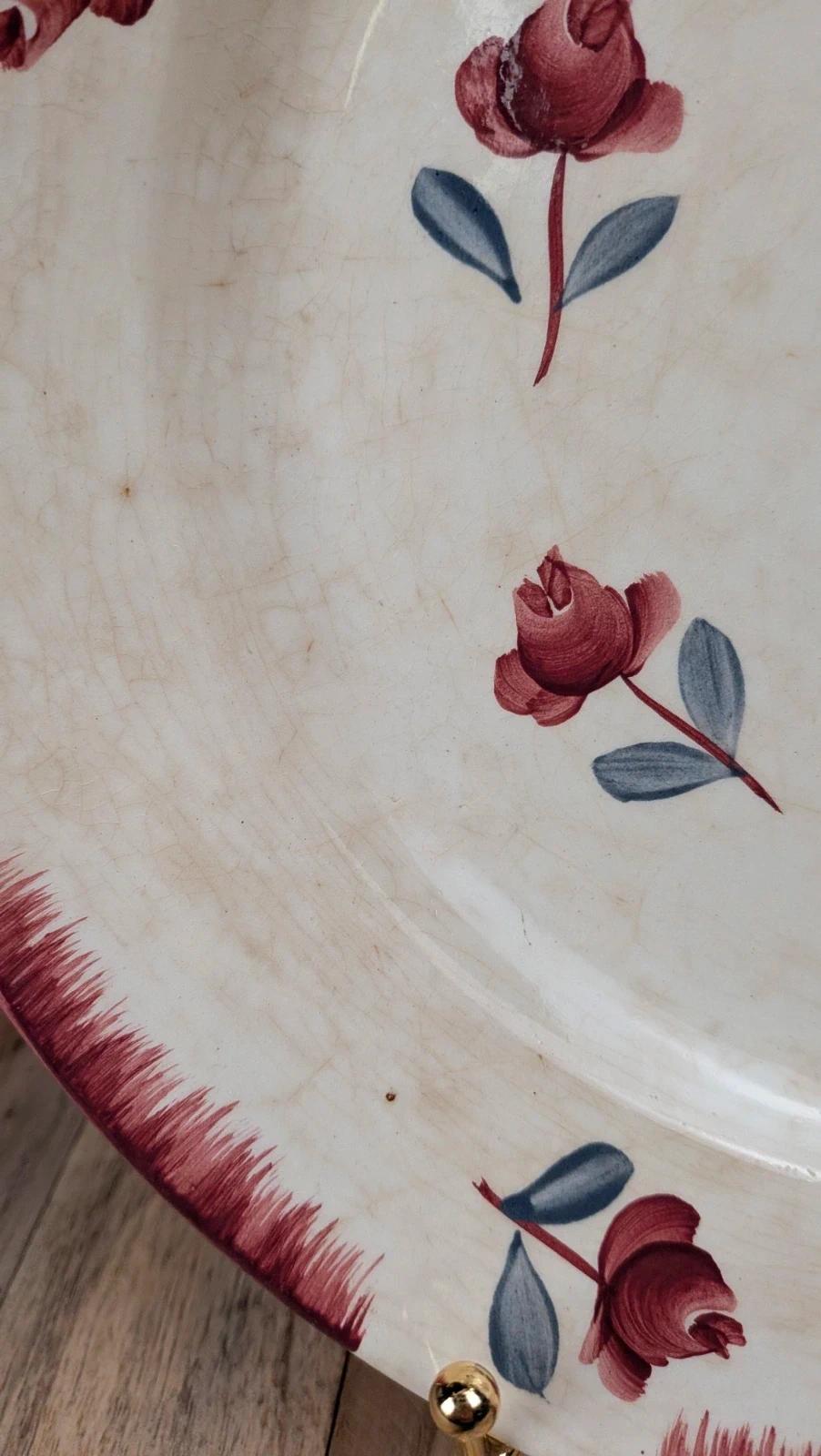 Plat ancien Gien Venise Poitevine peint à la main