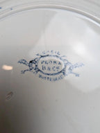 Plat rond Terre de Fer Creil & Montereau Flora bleu ancien Xixe