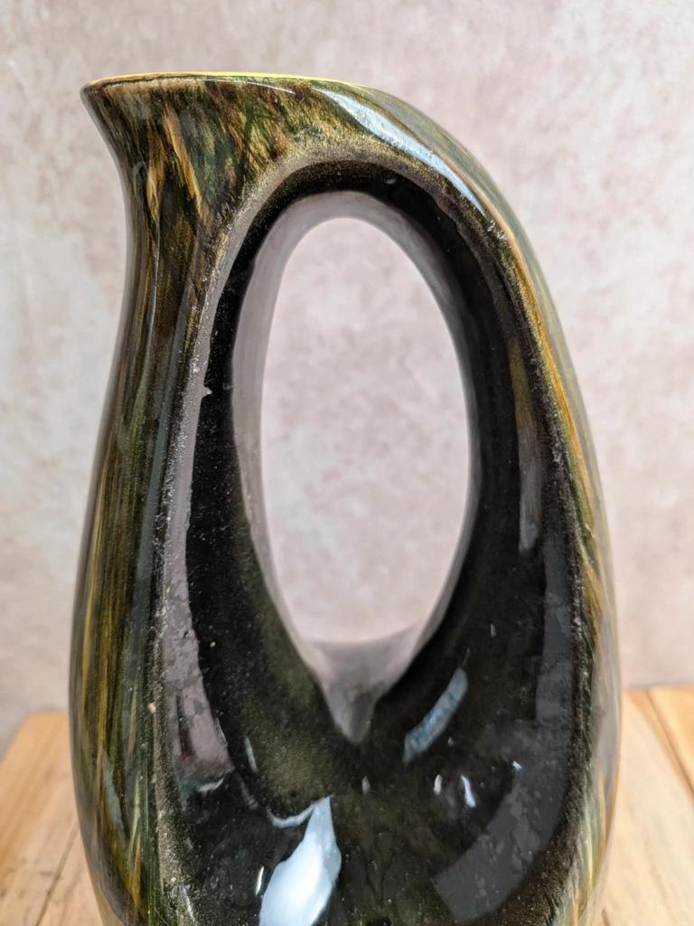 Grand vase pichet Saint-clément – Céramique émaillée verte – Vintage