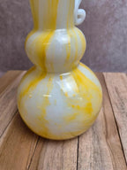 Grand pichet aiguière en verre soufflé italien jaune et blanc – années 60/70
