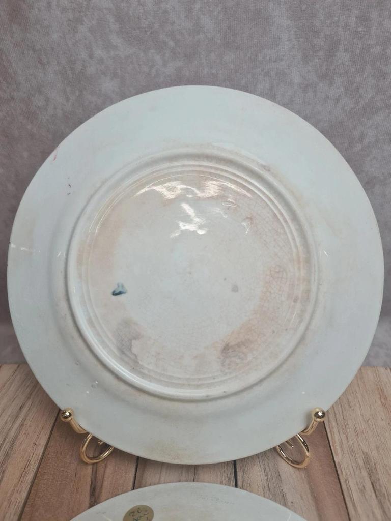 Lot de 2 assiettes à dessert anciennes Églantine Onnaing – décor rouge fleuri 🌿🍓